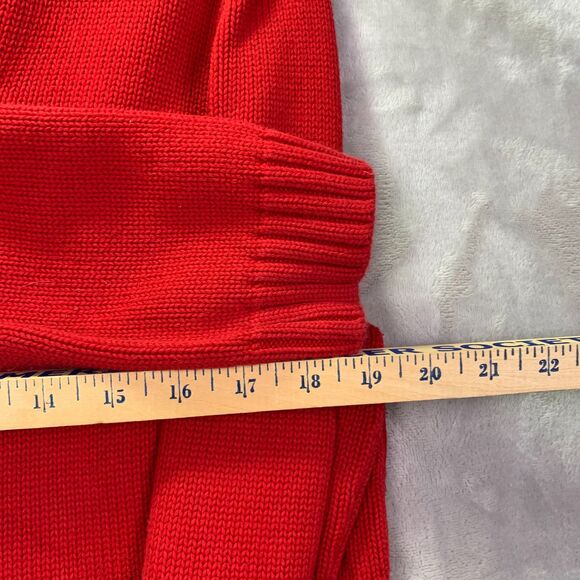 LAUREN RALPH LAUREN WOMEN'S XL ASYMMETRICAL WRAP CARDIGAN SWEATER RED GOLD VTG - Picture 14 of 14